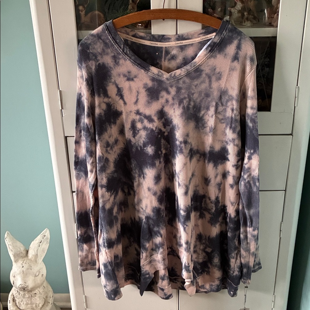 Calvin Klein sz 1X Tie-Dye Long Sleeve Top nwt